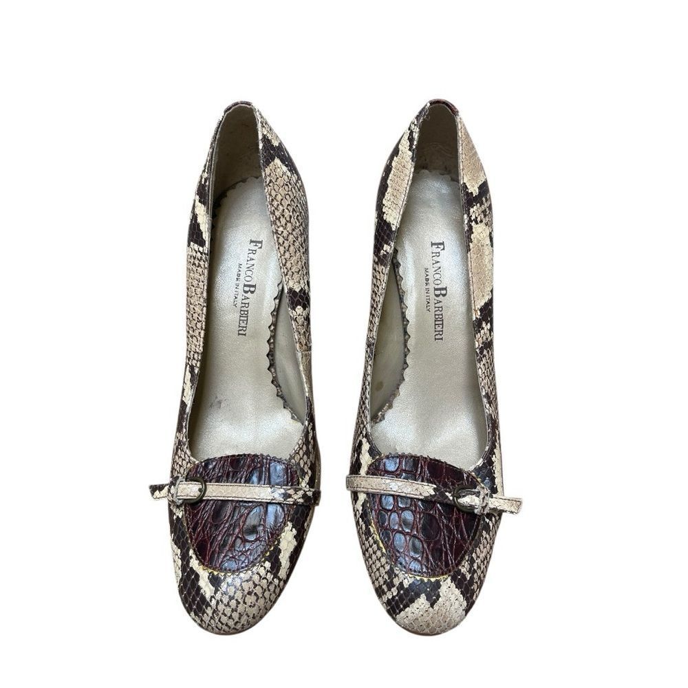 Franco Barbieri Italy Leather Snakeskin Croc Pumps Heels Size 10